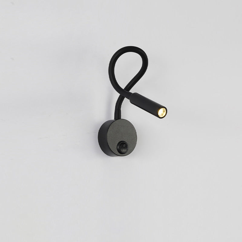Avtoit | Modern Minimalist Iron Round Flexible Bend Tube LED Reading Lamp Wall Sconce Lamp for Bedroom