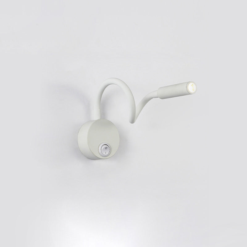 Avtoit | Modern Minimalist Iron Round Flexible Bend Tube LED Reading Lamp Wall Sconce Lamp for Bedroom