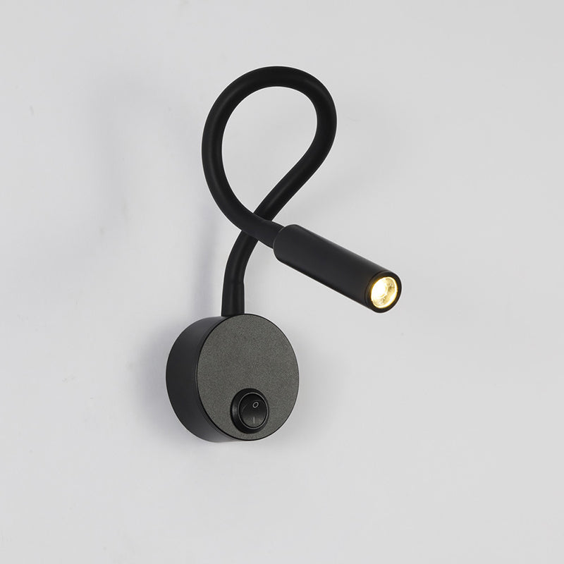 Avtoit | Modern Minimalist Iron Round Flexible Bend Tube LED Reading Lamp Wall Sconce Lamp for Bedroom