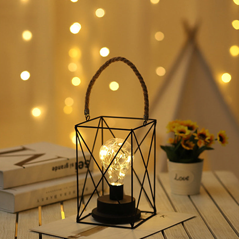 Avtoit | Modern Minimalist Vertical Striped Square Round Iron LED Table Lamp For Living Room