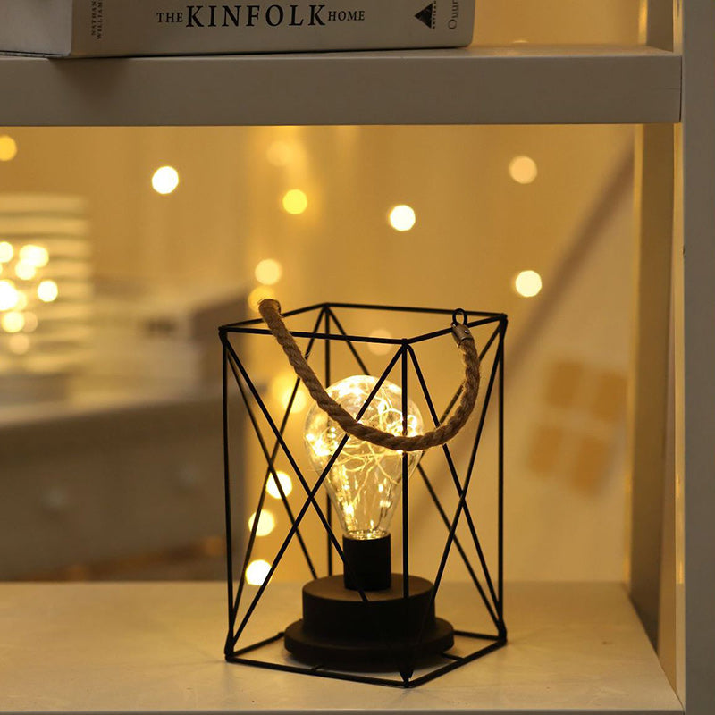 Avtoit | Modern Minimalist Vertical Striped Square Round Iron LED Table Lamp For Living Room
