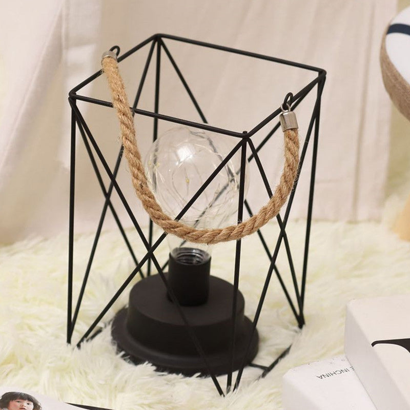 Avtoit | Modern Minimalist Vertical Striped Square Round Iron LED Table Lamp For Living Room