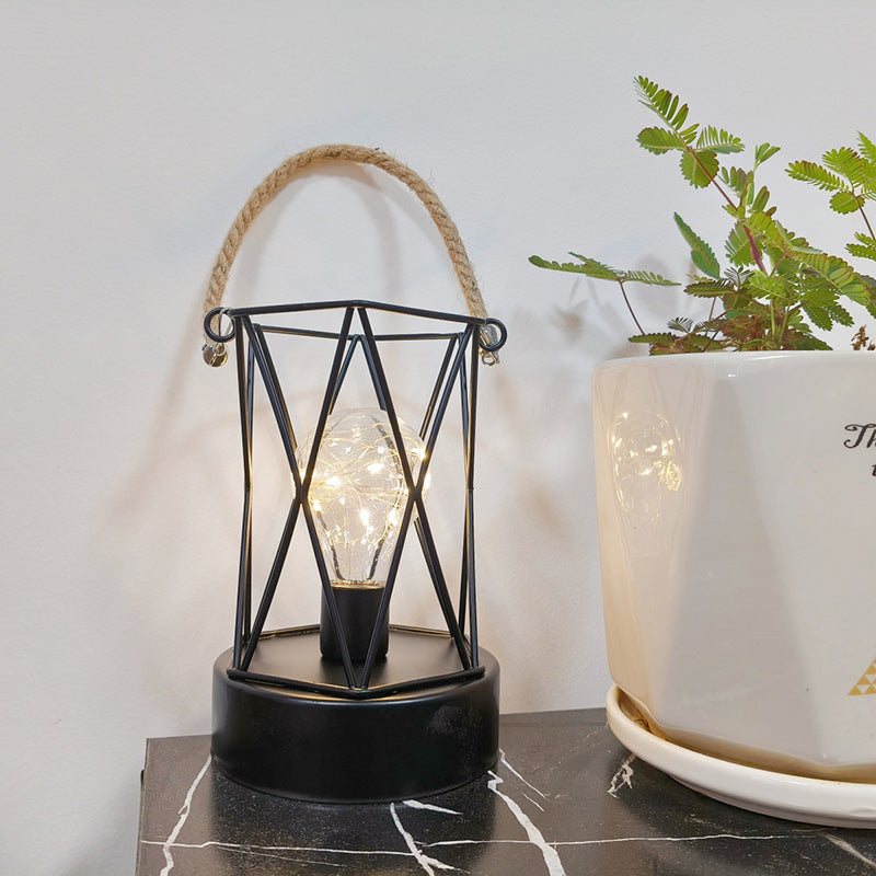 Avtoit | Modern Minimalist Vertical Striped Square Round Iron LED Table Lamp For Living Room