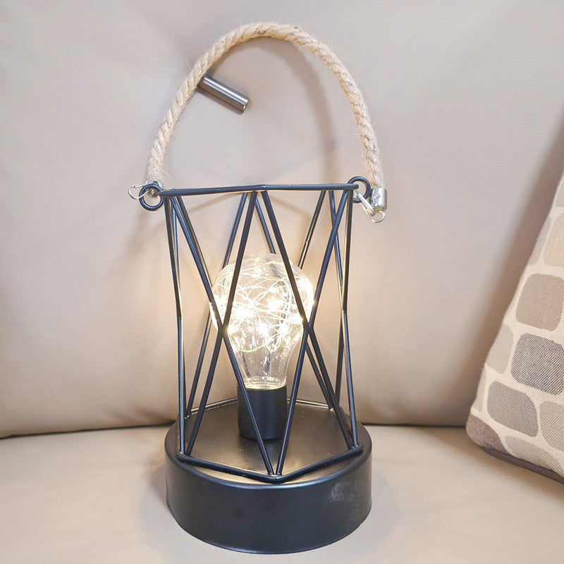 Avtoit | Modern Minimalist Vertical Striped Square Round Iron LED Table Lamp For Living Room