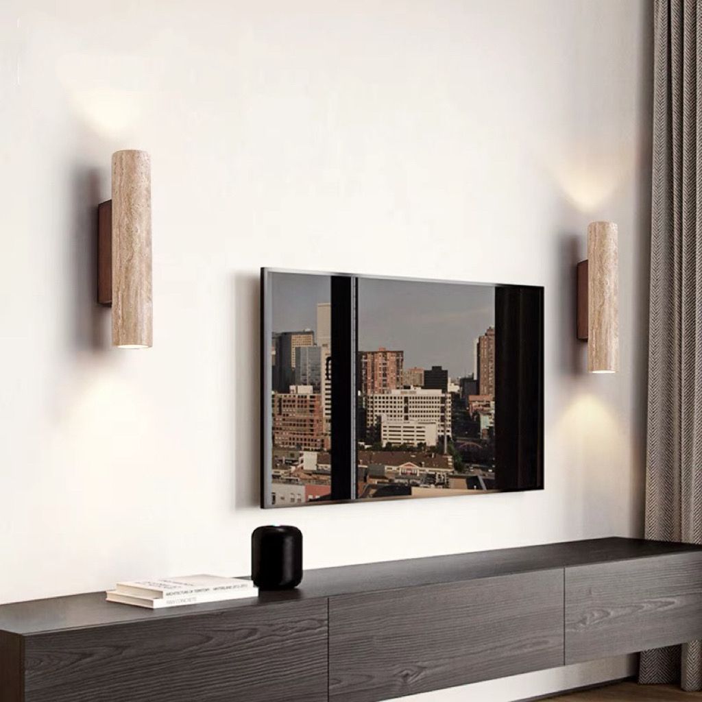 Avtoit | Nordivea Travertine Wall Light | Scandinavian Design | 2-Light | Wood & Travertine