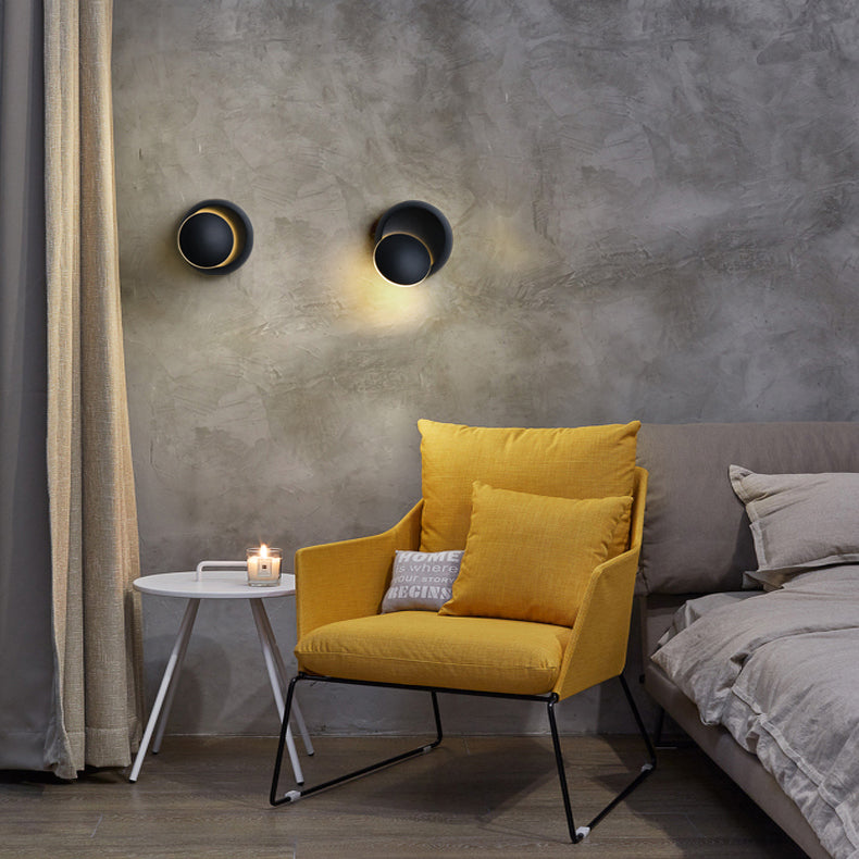 Avtoit | Contemporary Nordic Iron Round Eclipse Rotatable LED Wall Light for Nightstand