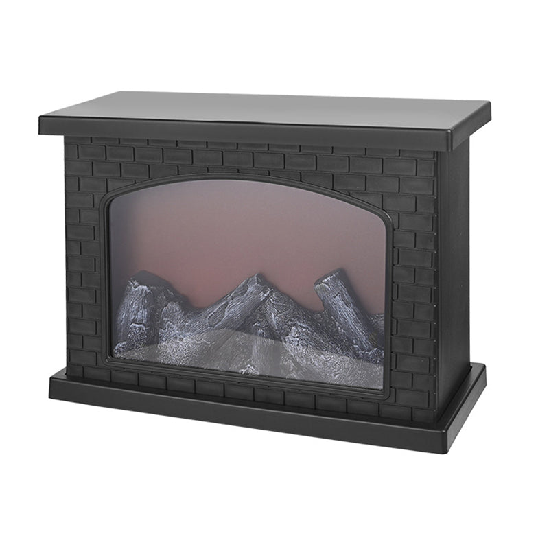 Avtoit | Contemporary Retro ABS Simulated Flame Fireplace Round Battery Rectangular LED Table Lamp For Living Room