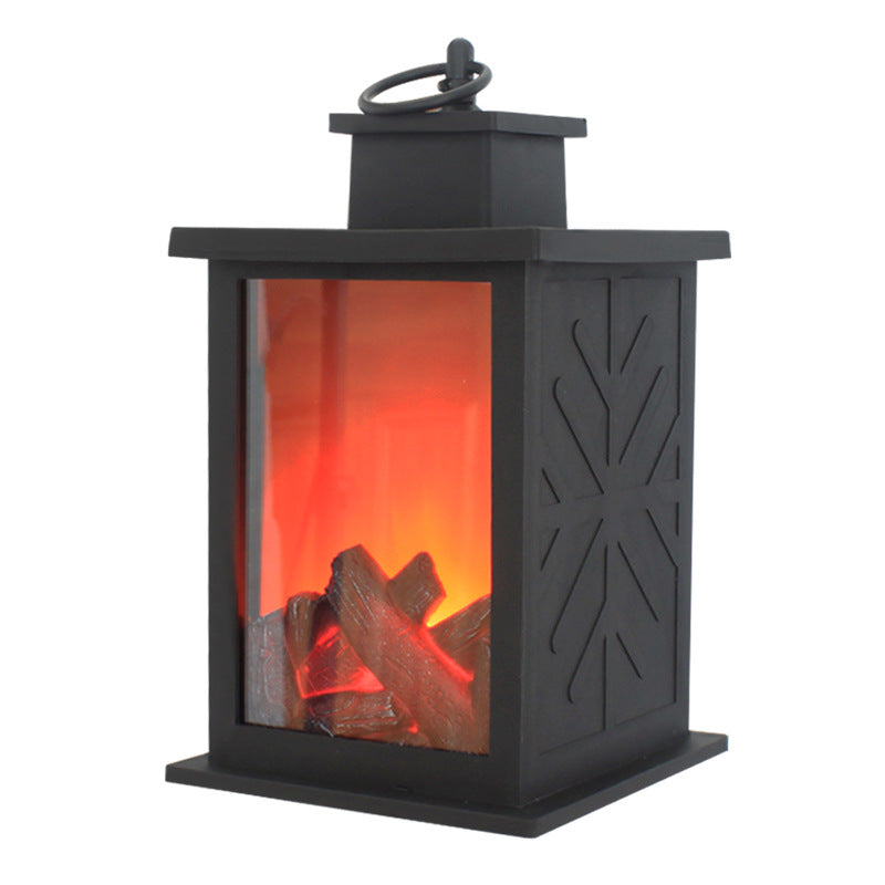 Avtoit | Contemporary Retro ABS Simulated Flame Fireplace Round Battery Rectangular LED Table Lamp For Living Room