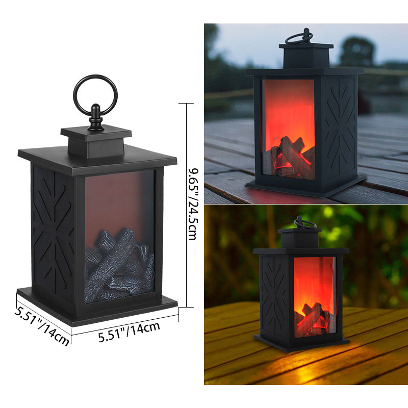 Avtoit | Contemporary Retro ABS Simulated Flame Fireplace Round Battery Rectangular LED Table Lamp For Living Room