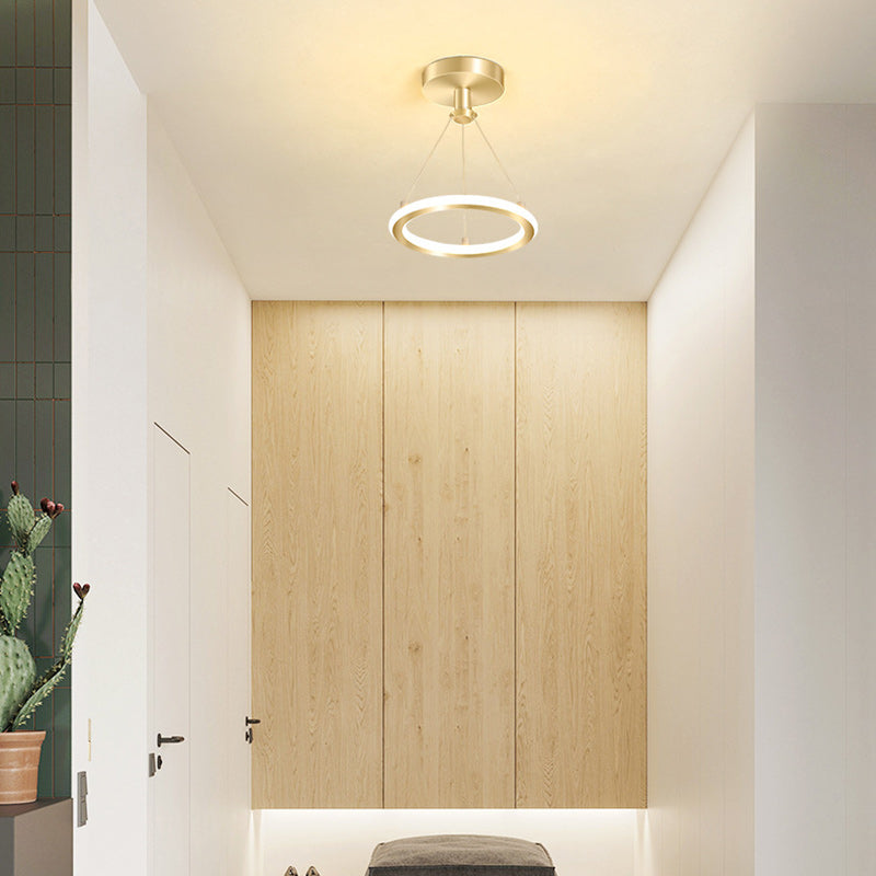 Avtoit | Contemporary Nordic Round Metal Silica LED Semi-Flush Mount Ceiling Light for Corridor