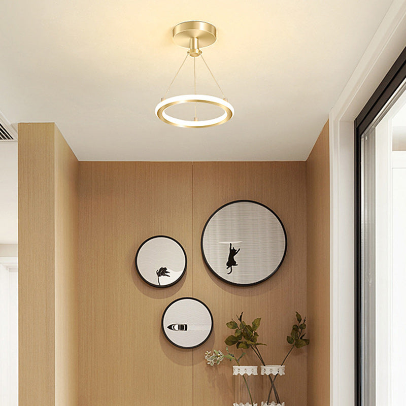Avtoit | Contemporary Nordic Round Metal Silica LED Semi-Flush Mount Ceiling Light for Corridor