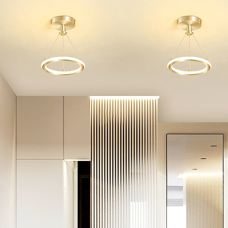 Avtoit | Contemporary Nordic Round Metal Silica LED Semi-Flush Mount Ceiling Light for Corridor