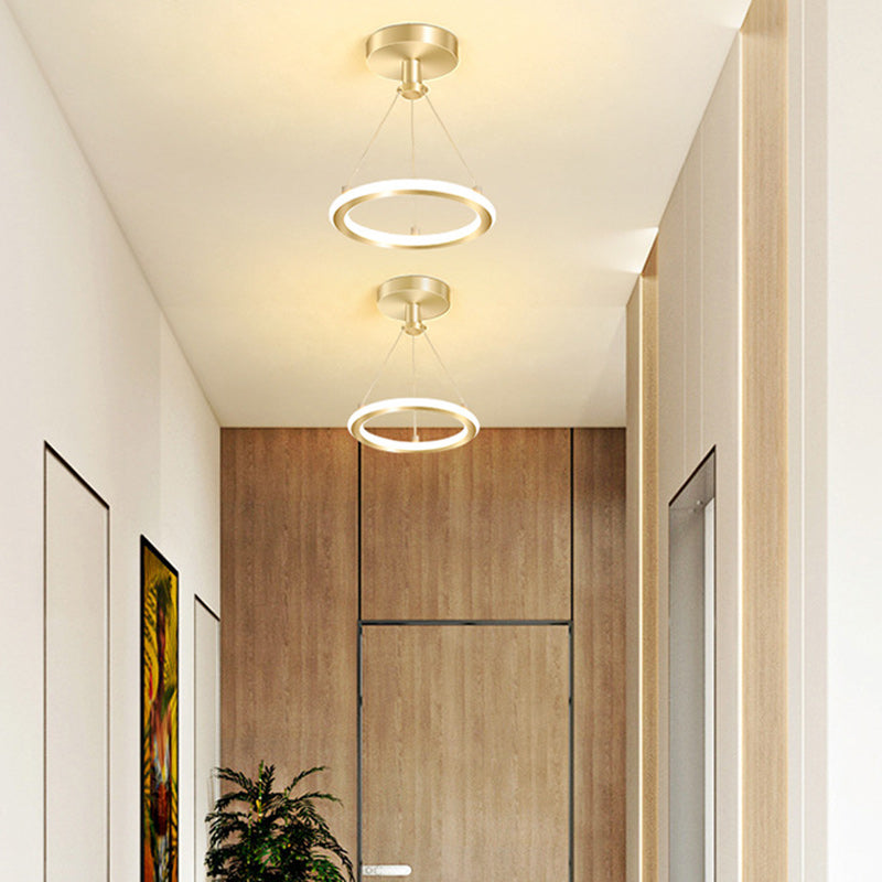 Avtoit | Contemporary Nordic Round Metal Silica LED Semi-Flush Mount Ceiling Light for Corridor