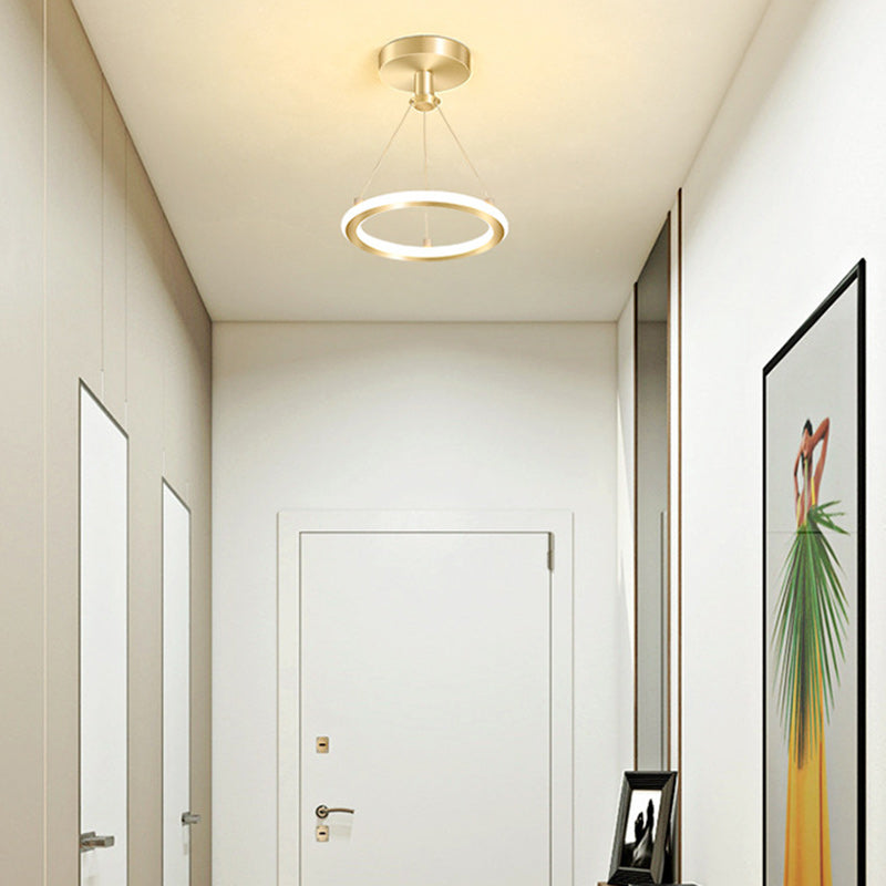 Avtoit | Contemporary Nordic Round Metal Silica LED Semi-Flush Mount Ceiling Light for Corridor