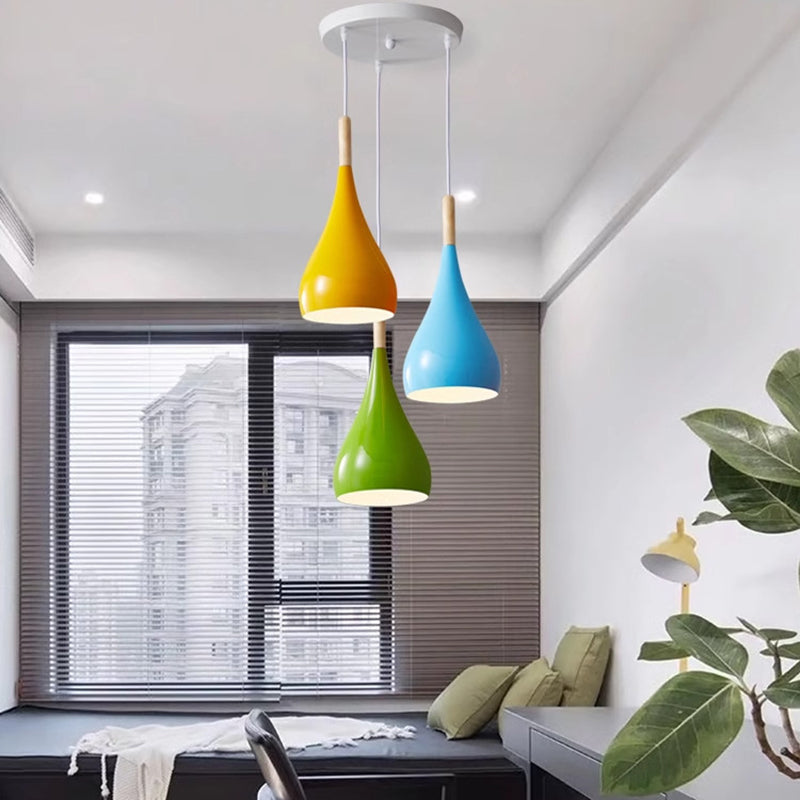Avtoit | Nordic Iron Wood Aluminum Pumpkin Water Drop 1-Light Pendant Light for Dining Room