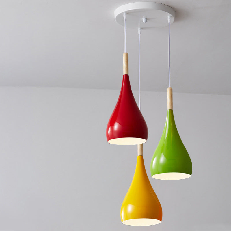 Avtoit | Nordic Iron Wood Aluminum Pumpkin Water Drop 1-Light Pendant Light for Dining Room
