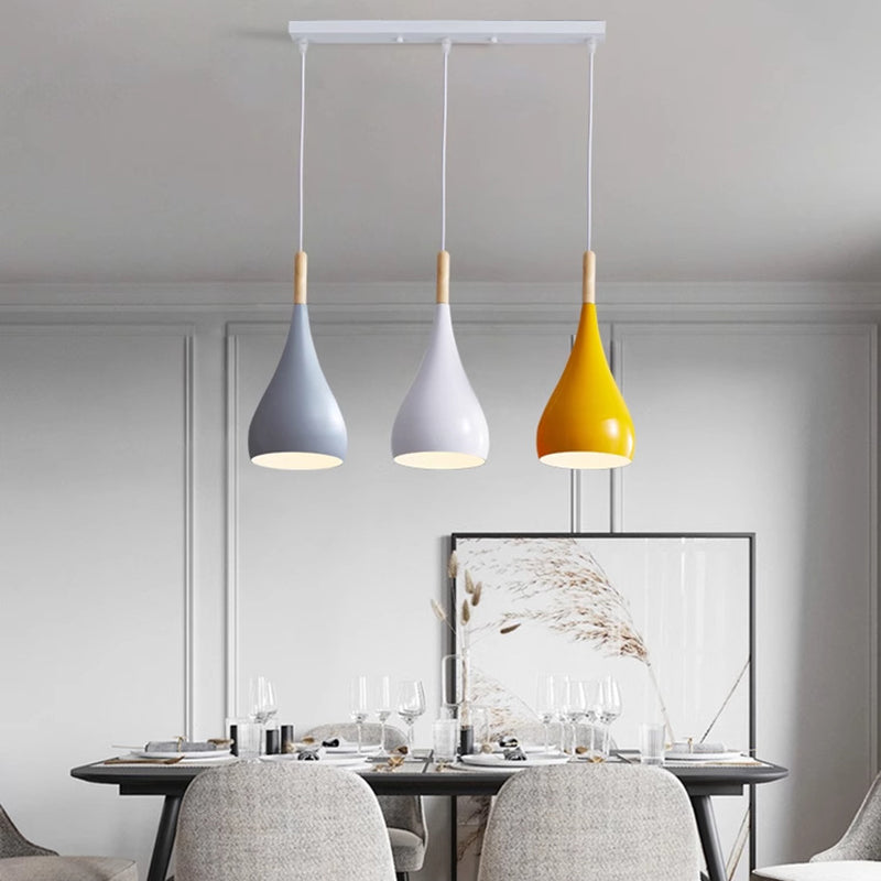 Avtoit | Nordic Iron Wood Aluminum Pumpkin Water Drop 1-Light Pendant Light for Dining Room