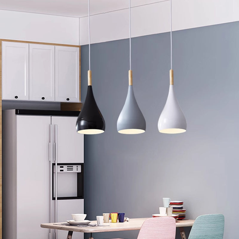 Avtoit | Nordic Iron Wood Aluminum Pumpkin Water Drop 1-Light Pendant Light for Dining Room