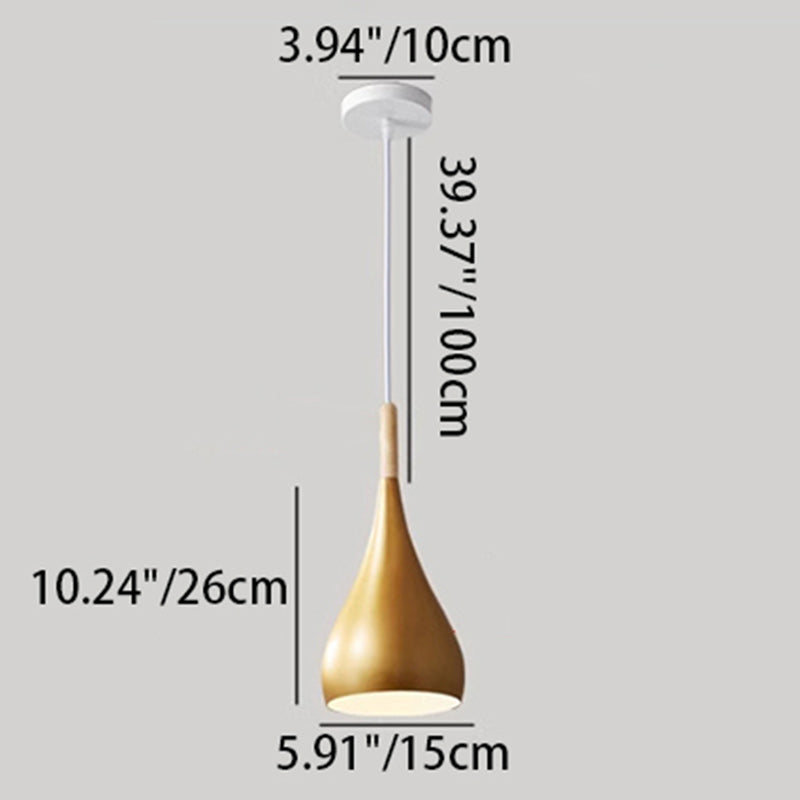 Avtoit | Nordic Iron Wood Aluminum Pumpkin Water Drop 1-Light Pendant Light for Dining Room