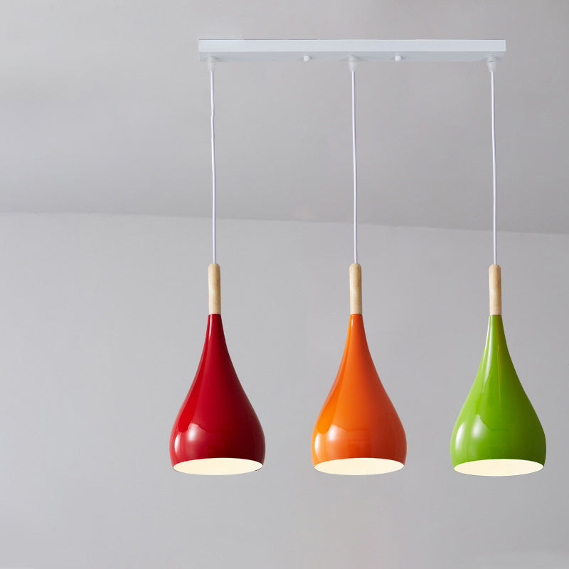 Avtoit | Nordic Iron Wood Aluminum Pumpkin Water Drop 1-Light Pendant Light for Dining Room