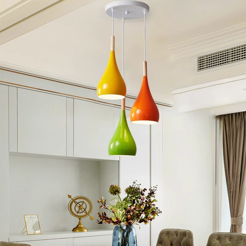 Avtoit | Nordic Iron Wood Aluminum Pumpkin Water Drop 1-Light Pendant Light for Dining Room
