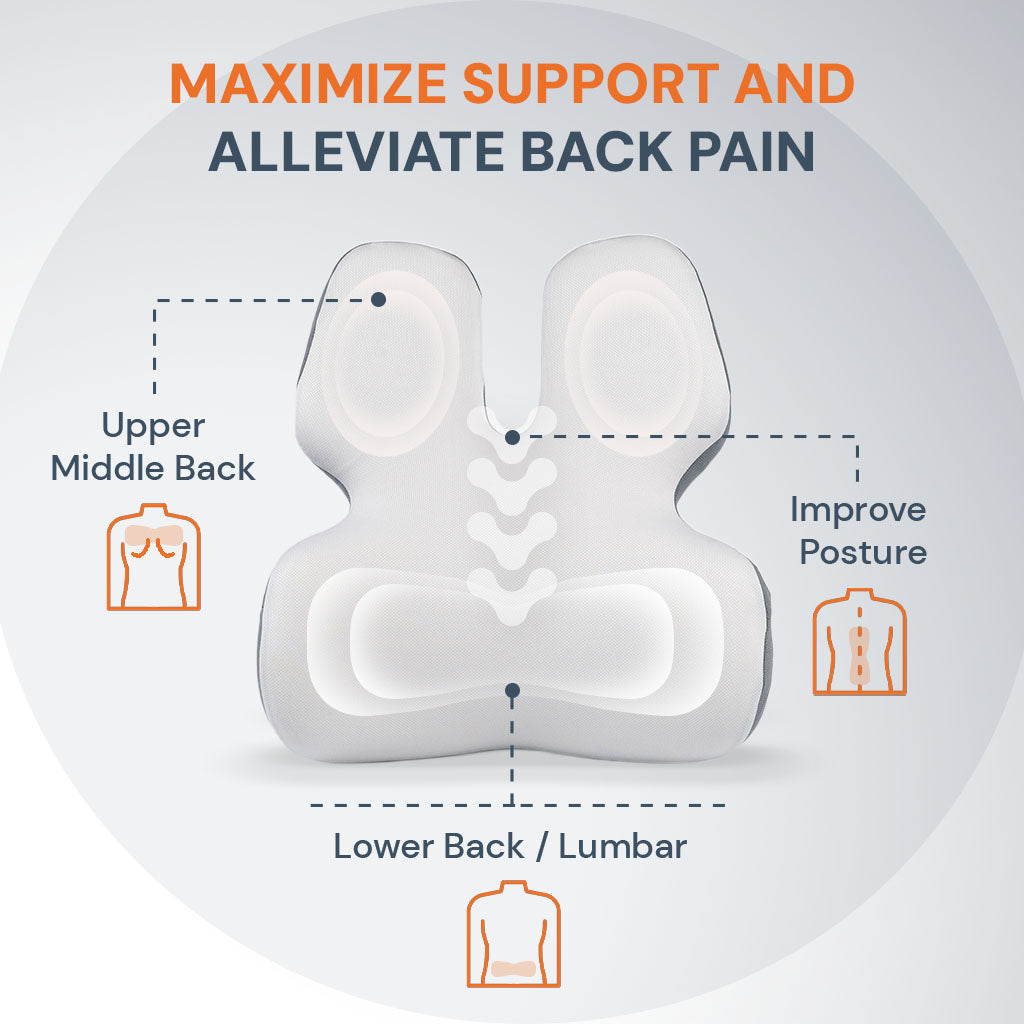 Avtoit | Adjustable Memory Foam Lumbar Support Cushion | Backrest Support for office chair Ergonomic Design for Back Pain Relief at Home, Office & Car