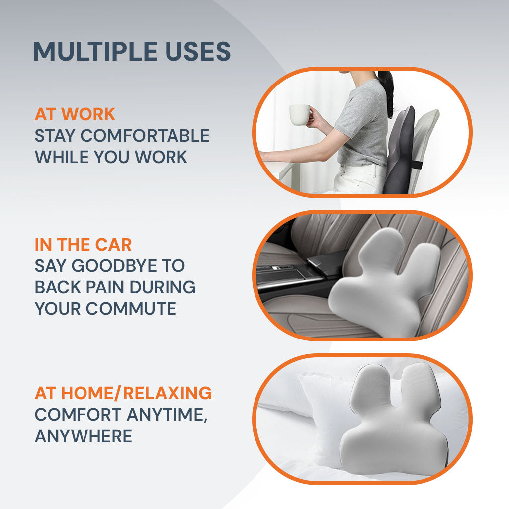 Avtoit | Adjustable Memory Foam Lumbar Support Cushion | Backrest Support for office chair Ergonomic Design for Back Pain Relief at Home, Office & Car