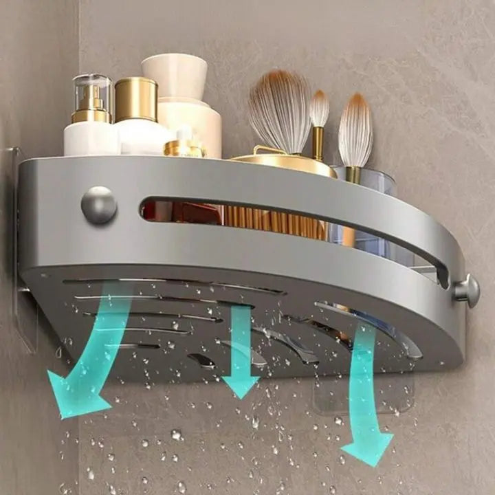 Avtoit | Bathroom Wall Shelf – Stainless Steel Corner Basket with Adhesive Holder