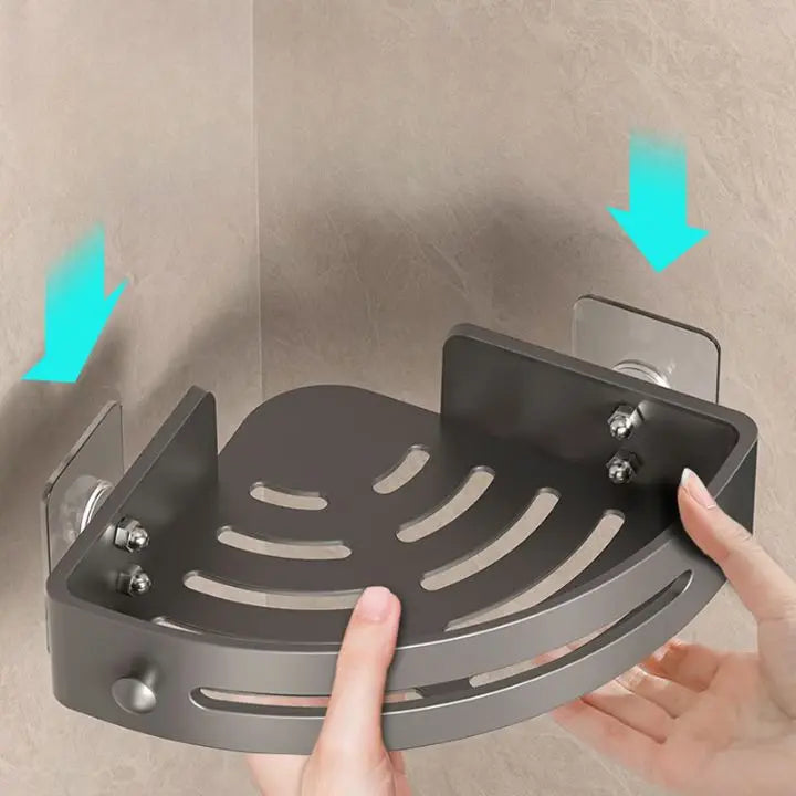 Avtoit | Bathroom Wall Shelf – Stainless Steel Corner Basket with Adhesive Holder