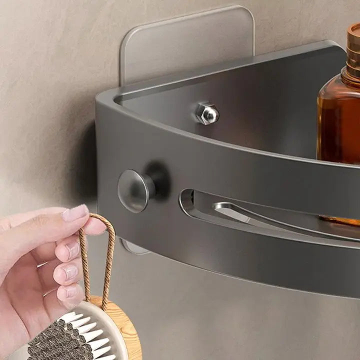 Avtoit | Bathroom Wall Shelf – Stainless Steel Corner Basket with Adhesive Holder