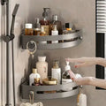 Avtoit | Bathroom Wall Shelf – Stainless Steel Corner Basket with Adhesive Holder