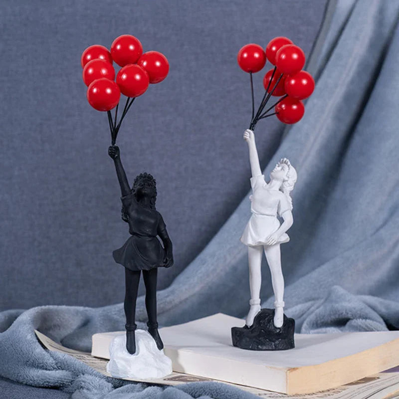 Avtoit | Sculpture of a girl with balloon in Banksy style for table decoration and creative living room decoration