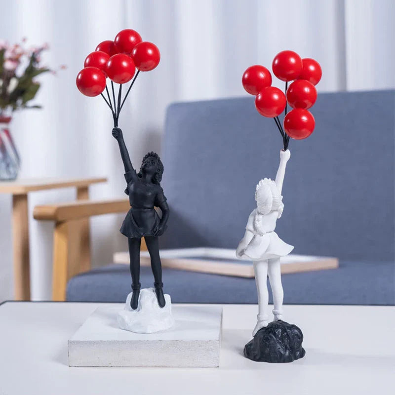 Avtoit | Sculpture of a girl with balloon in Banksy style for table decoration and creative living room decoration