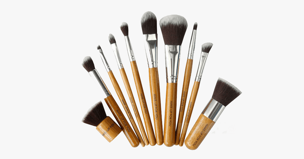 Avtoit | Eco-friendly bamboo hairbrush set with free case – A set of 10 make-up brushes for perfect blending