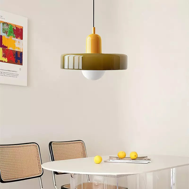 Avtoit | Coloured Glass Pendant Light – Elegant Bauhaus-Style Hanging Lamp for Living Room & Dining Area