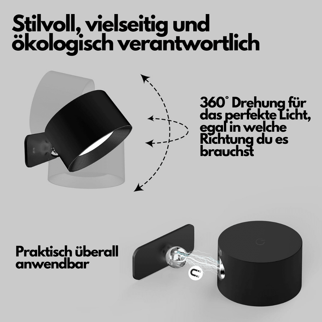 Avtoit | 360° wireless rechargeable wall light | Versatile LED lighting solution