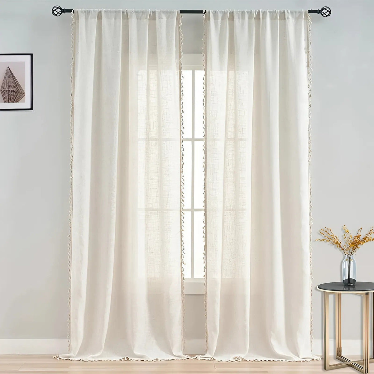 Avtoit | Boho Cotton-Linen Semi-Sheer Curtains
