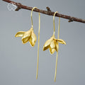 Avtoit | 18K Gold Elegant Magnolia Flower Dangle Earrings