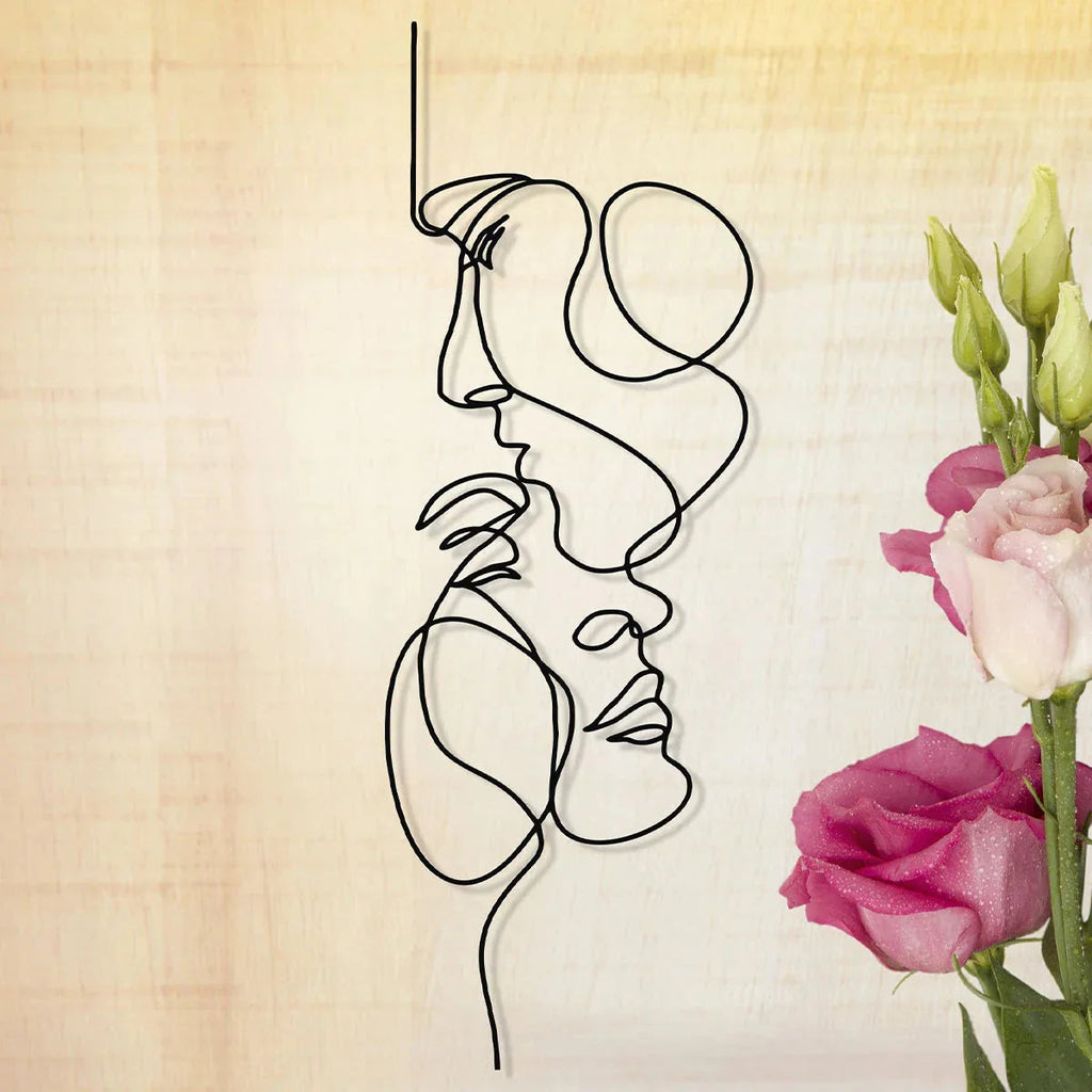 Avtoit | Black Metal Wall Art Wall Decoration Abstract Iron Wall Sculpture Minimalist Face Line Home Decor Craftsmanship