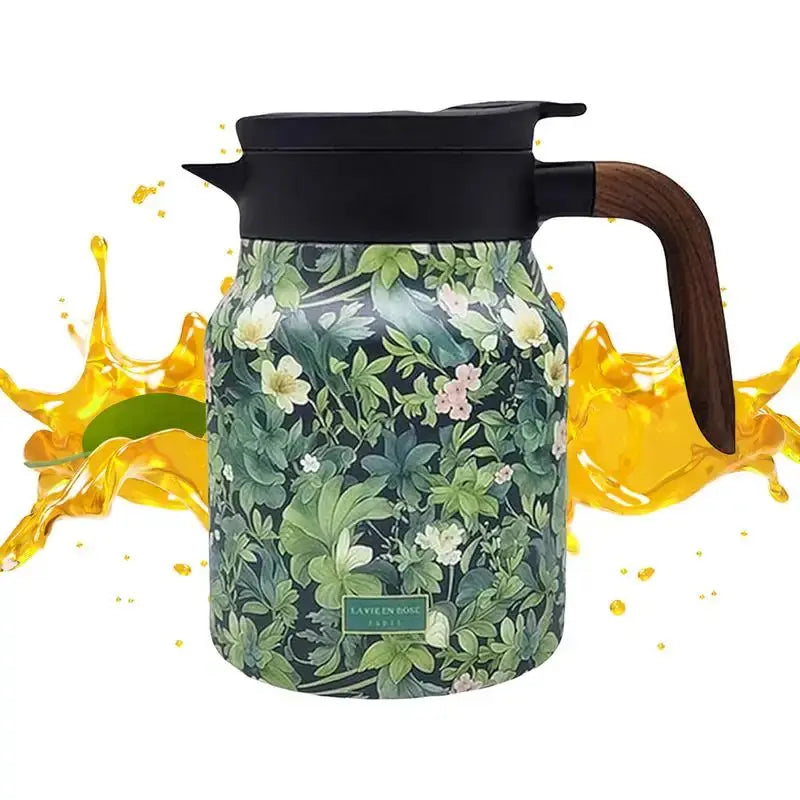 Avtoit | Floral Stainless Steel Teapot with Strainer - 1000ml Vintage Elegance