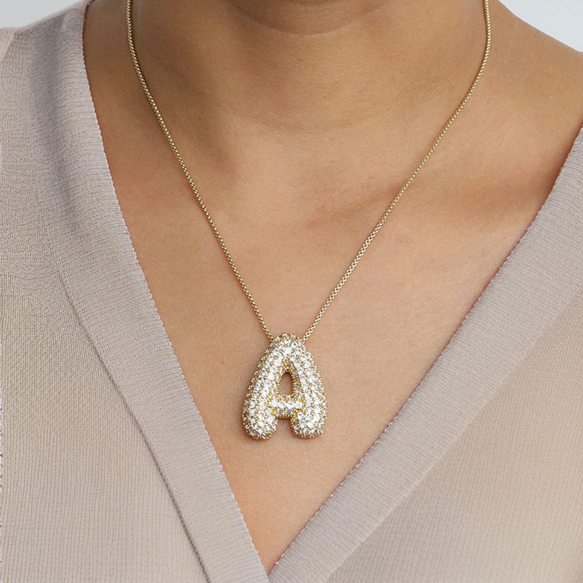 Avtoit | Bubble Initial-Diamond-Necklace