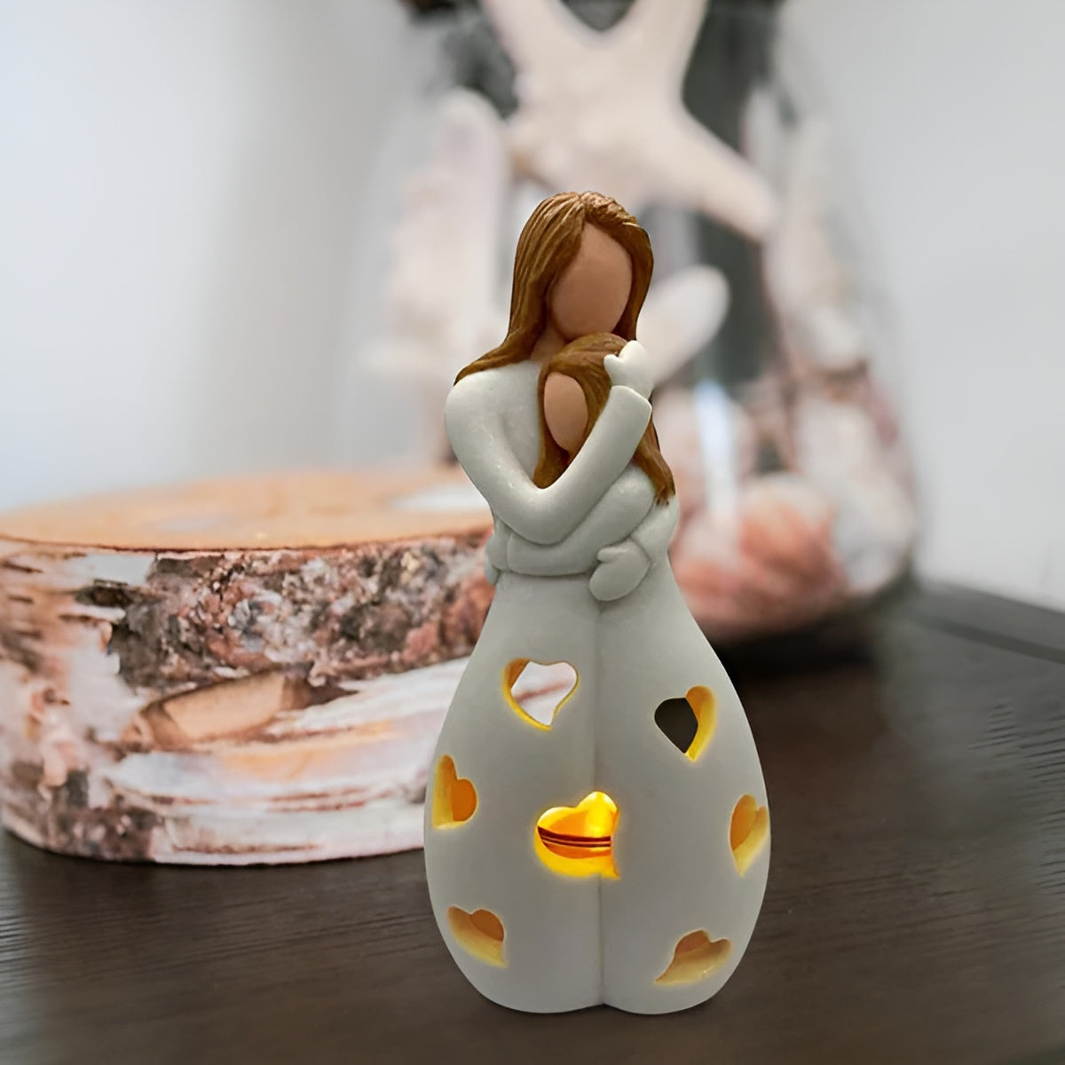 Avtoit | Embracing Mother Daughter Figure Flickering Candle Holder - LoveGlow