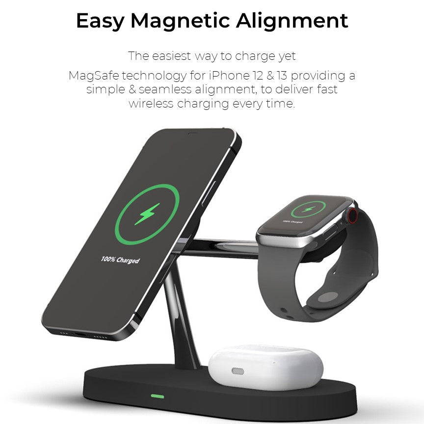 Avtoit | 4-in-1 Wireless Charging Station - Magnetic Qi Charger for Phone, Watch & Earbuds