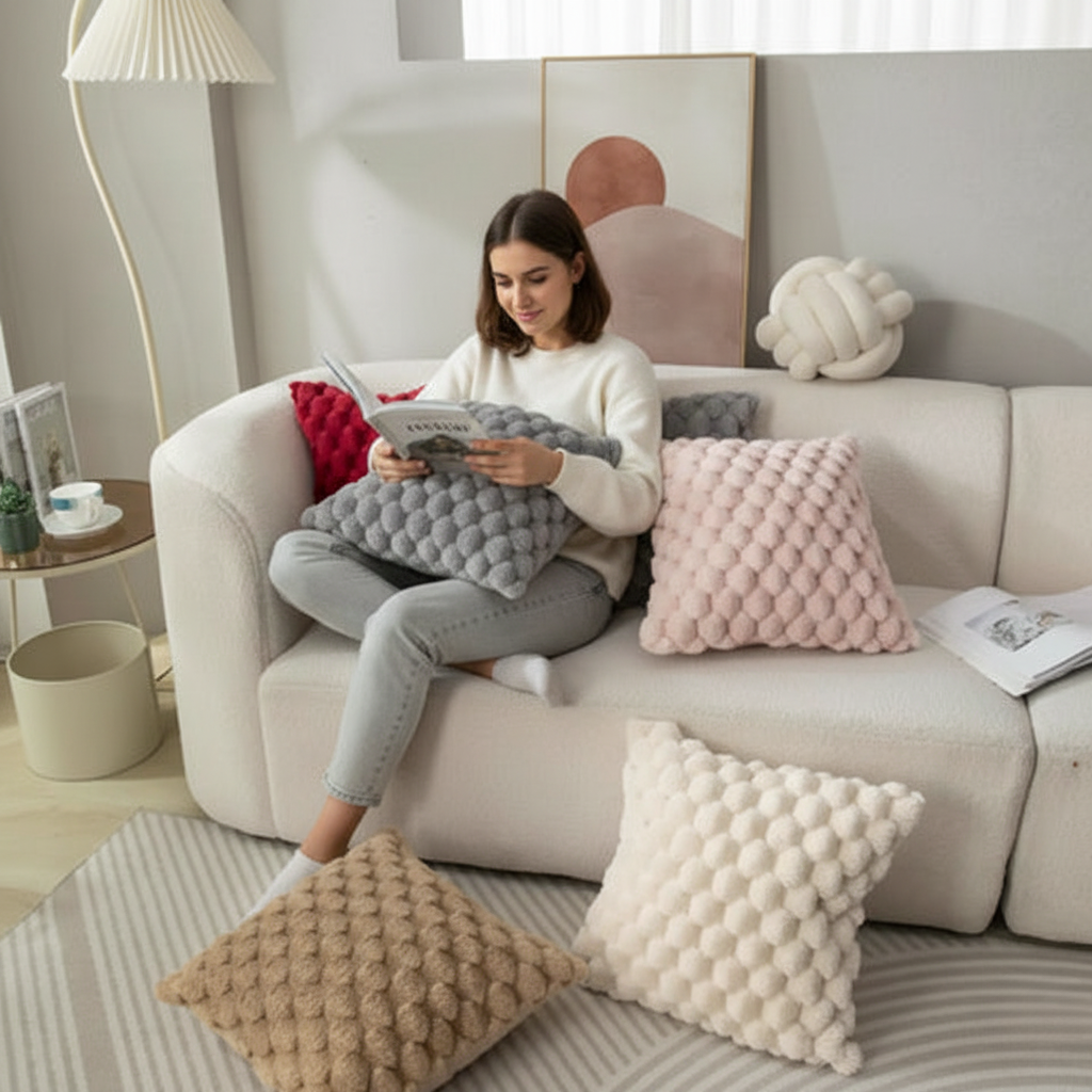 Avtoit | Cushion cover made of cotton blend with fluffy 3D feel