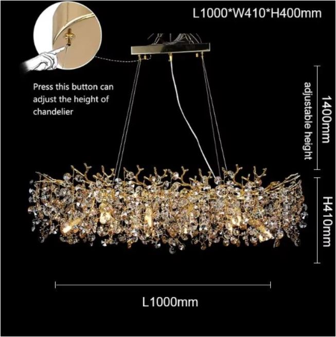 Avtoit | Long Crystal Pendant Chandelier | Nordic LED Island Light with Remote Control (G9)