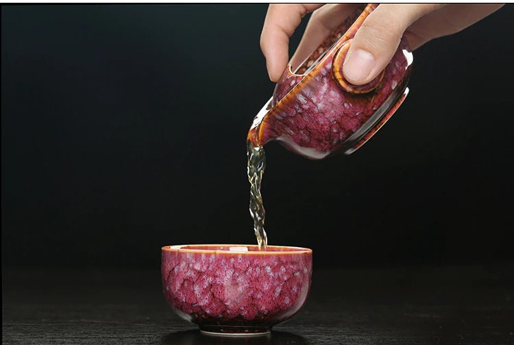 Avtoit | Ceramic Gaiwan Set kuai ke Tea Set Camping Kung Fu Tea Set 1 Teapot 1 Cup Travel Teapot Coffee Cup Water Mug Office Kettle Drinking Utensils
