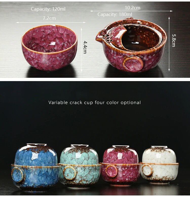 Avtoit | Ceramic Gaiwan Set kuai ke Tea Set Camping Kung Fu Tea Set 1 Teapot 1 Cup Travel Teapot Coffee Cup Water Mug Office Kettle Drinking Utensils