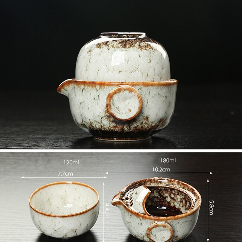 Avtoit | Ceramic Gaiwan Set kuai ke Tea Set Camping Kung Fu Tea Set 1 Teapot 1 Cup Travel Teapot Coffee Cup Water Mug Office Kettle Drinking Utensils