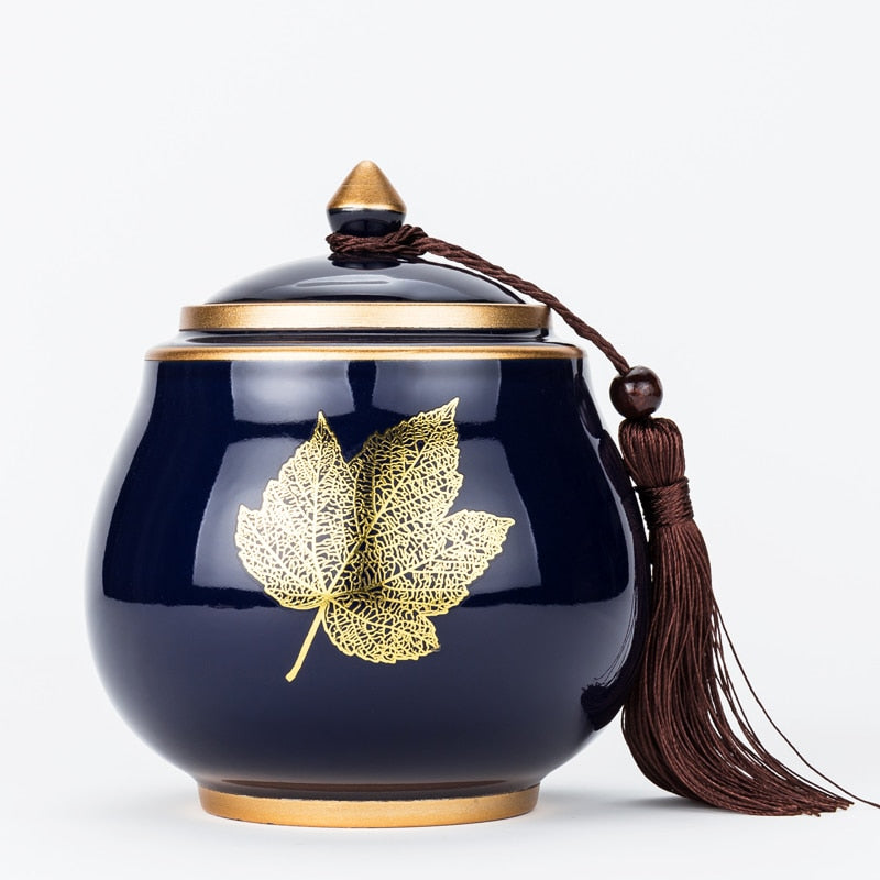 Avtoit | Ceramic Teapot Tea Cajon Tea Box Storage Tea Container Moisture-Proof Sealed Tank Storage Tank Candy Jar Storage Box