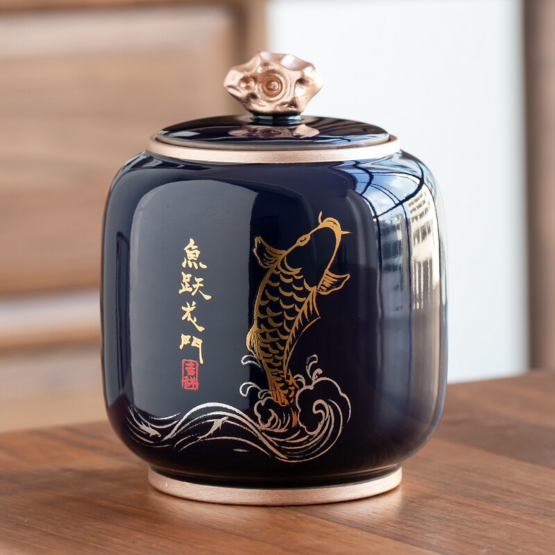 Avtoit | Ceramic Teapot Tea Cajon Tea Box Storage Tea Container Moisture-Proof Sealed Tank Storage Tank Candy Jar Storage Box